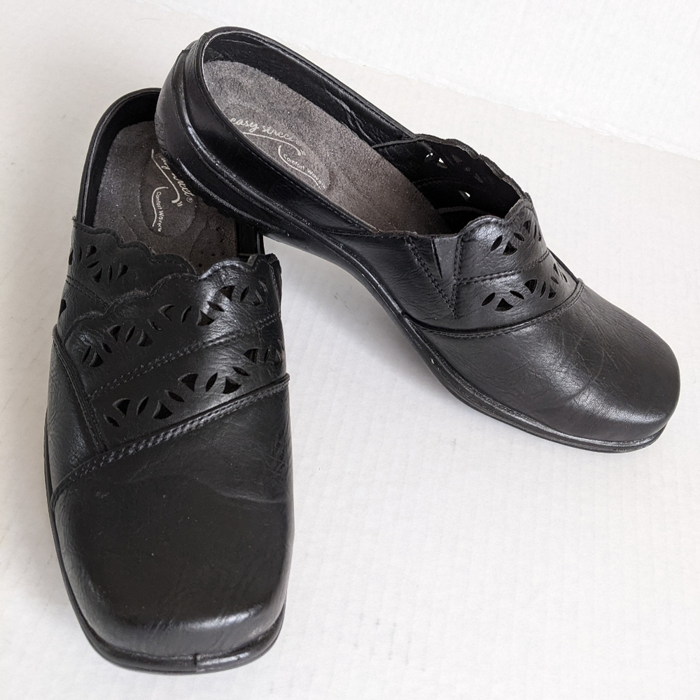 Easy Street Comfort Wave Black Clogs Women's Shoes Size 9M EUC
